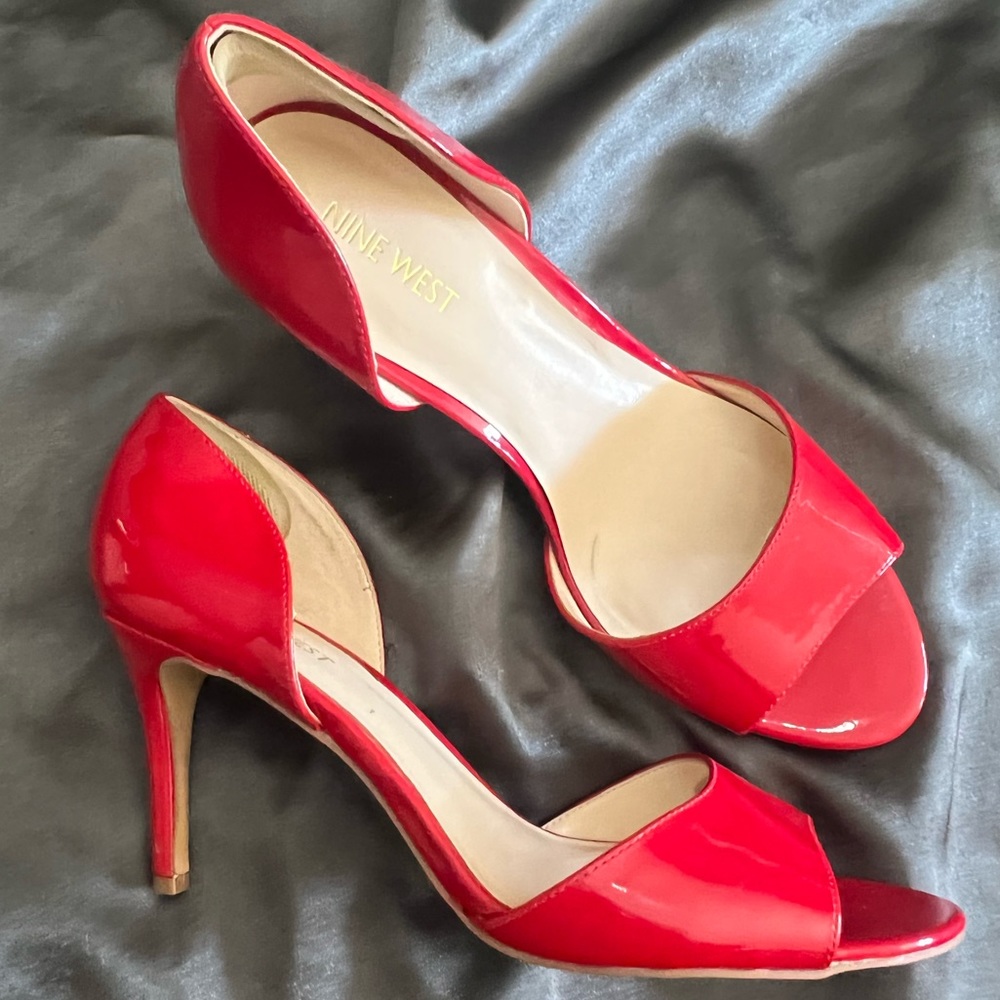 Nine West red patent leather heels